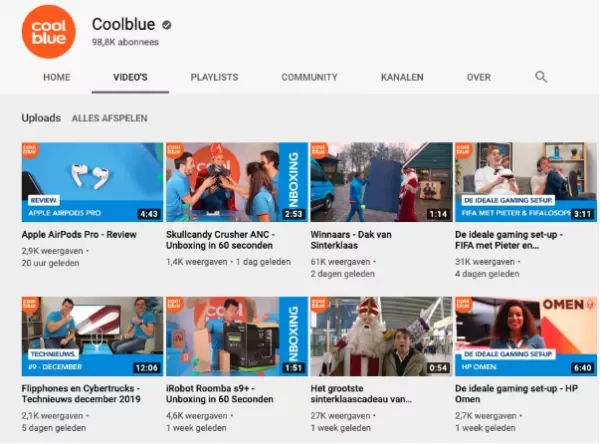 Screenshot Coolblue YouTube